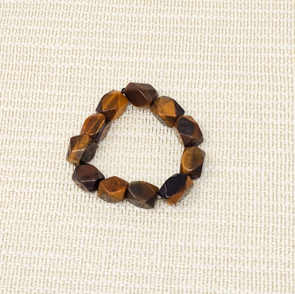 Brown-black natural stone bead handmade stretchy bracelet - Picture 3 of 5